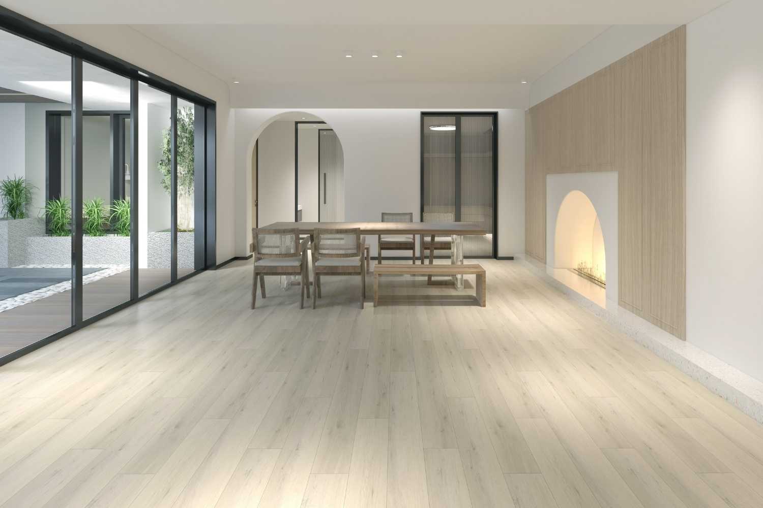 SPC Klick-Vinyl Holzoptik 18,2x122x0,5 cm matt "Sapin White" mit Trittschalldämmung