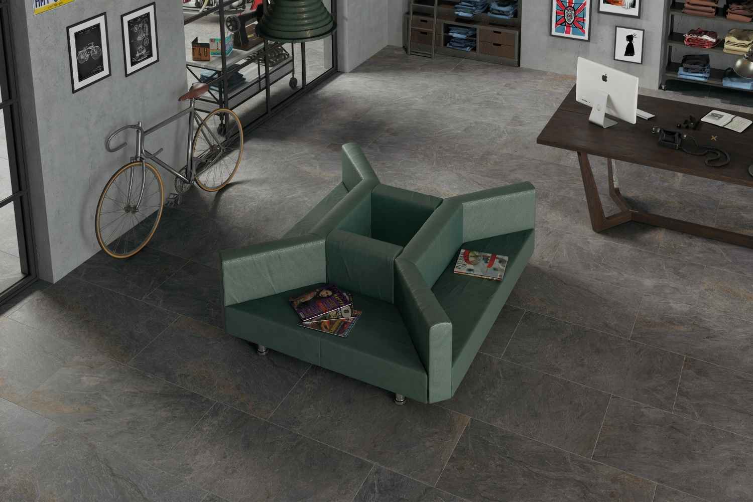 Monocibec Dolomite Grey als graue Bodenfliese in Natursteinoptik