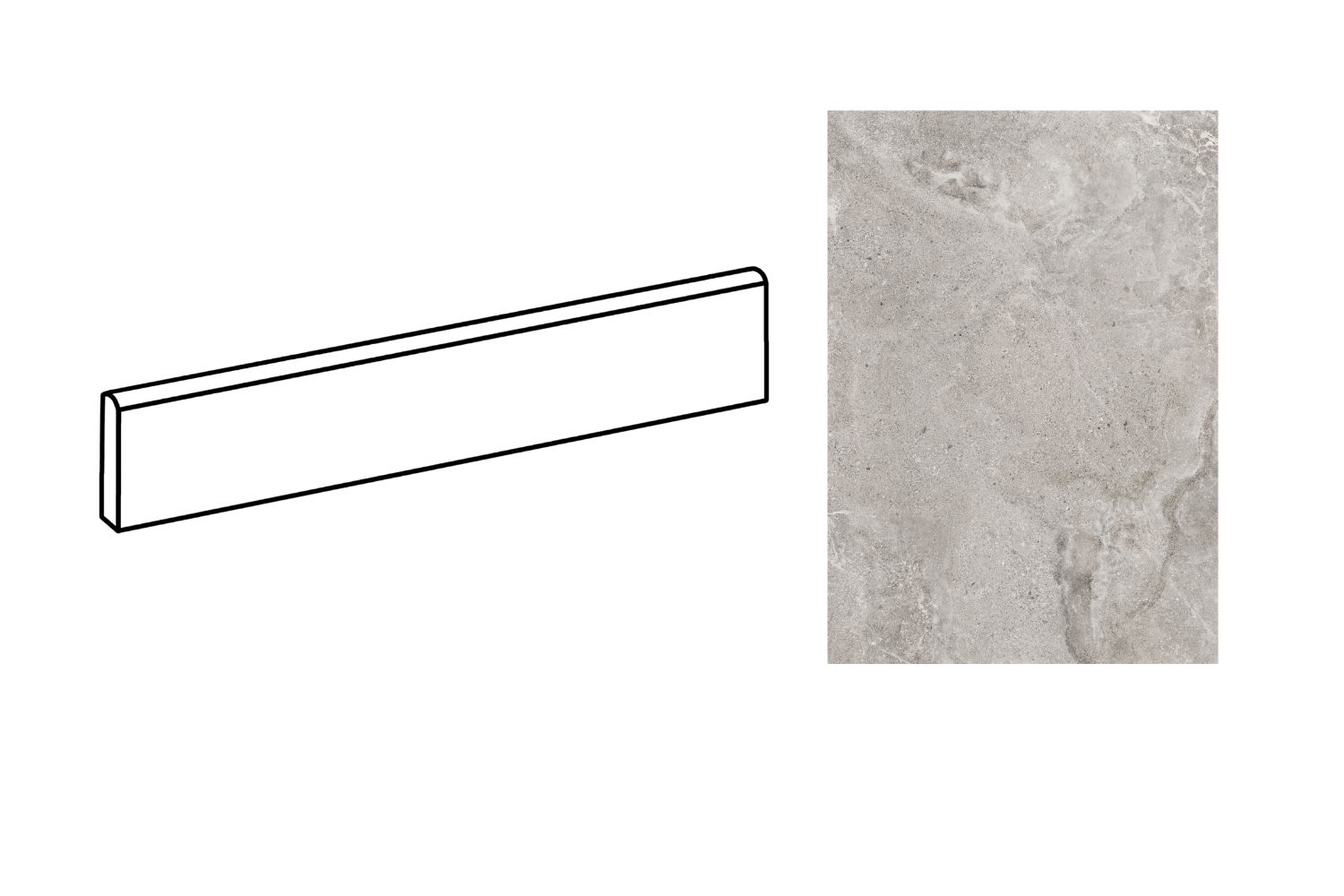 Fliesensockel Steinoptik 10x80 cm "Dome Ash" grau
