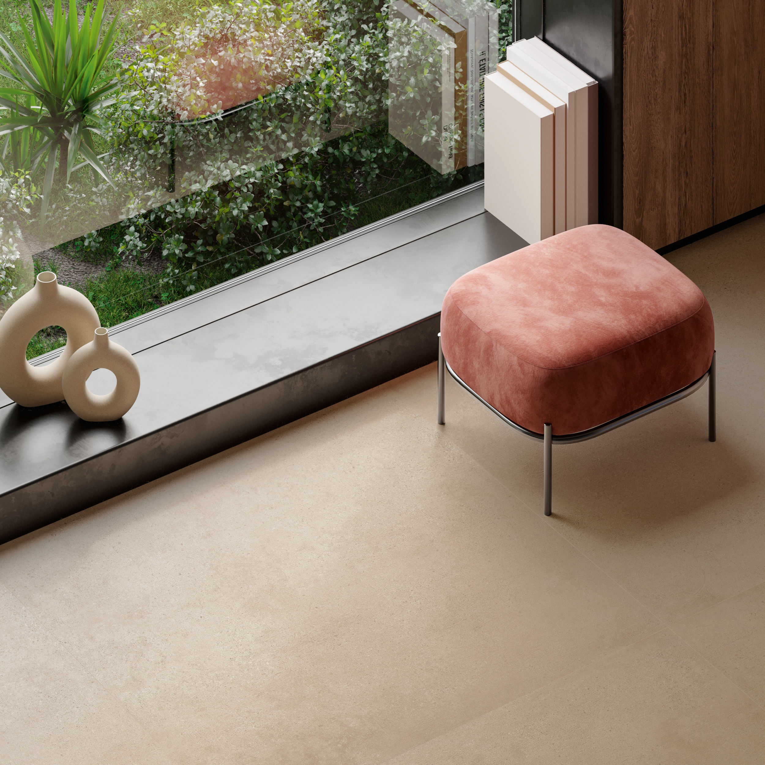 Fliese warme Zementoptik beige 30x60 cm "Logico Sand" Betonoptik rektifiziert