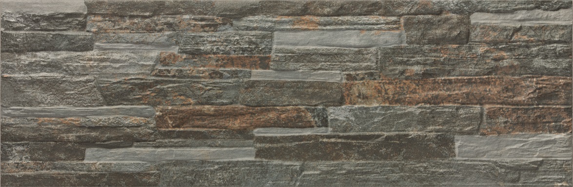 Verblender-Fliese anthrazit braun 17x52 cm "Mubi Magma" Wandverblender Naturstein-Optik Feinsteinzeug