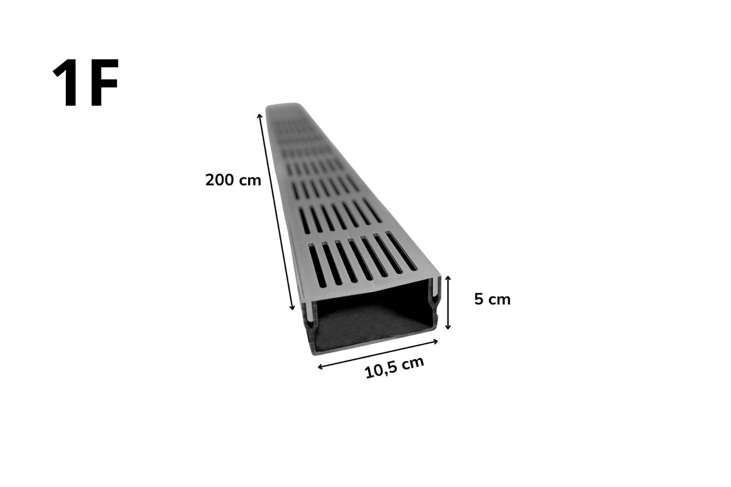 Entwässerungsrinne für Terrassen U-Drain Pro eloxiert silber (F), L:200 cm, B:10 cm, H:5 cm