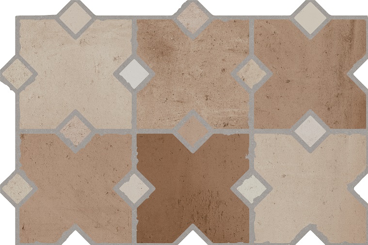 Fliese in Patchwork Steinoptik braun 40x60 cm „Kurios Cotto“ Feinsteinzeug