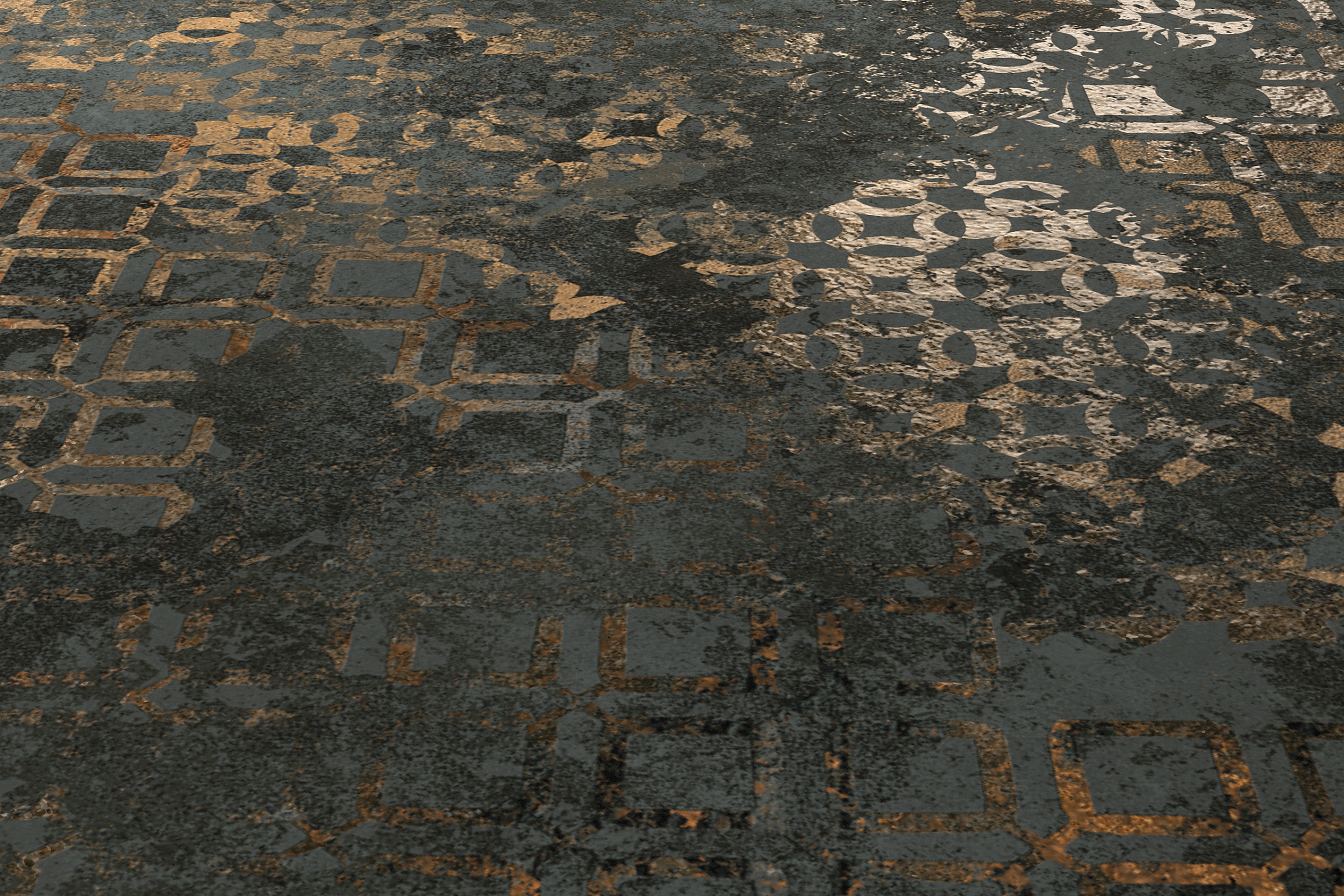 Fliese orientalisch edel Ornamente Affreschi Caravaggio Kupfer-Metallic-Effekt glänzend grau Luxus Fliese orientalisch edel Ornamente Affreschi Caravaggio Kupfer-Metallic-Effekt glänzend grau Luxus