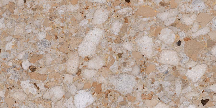 Fliese Terrazzo-Steinoptik beige glänzend 60x120 cm "Veni Gold" rektifiziert