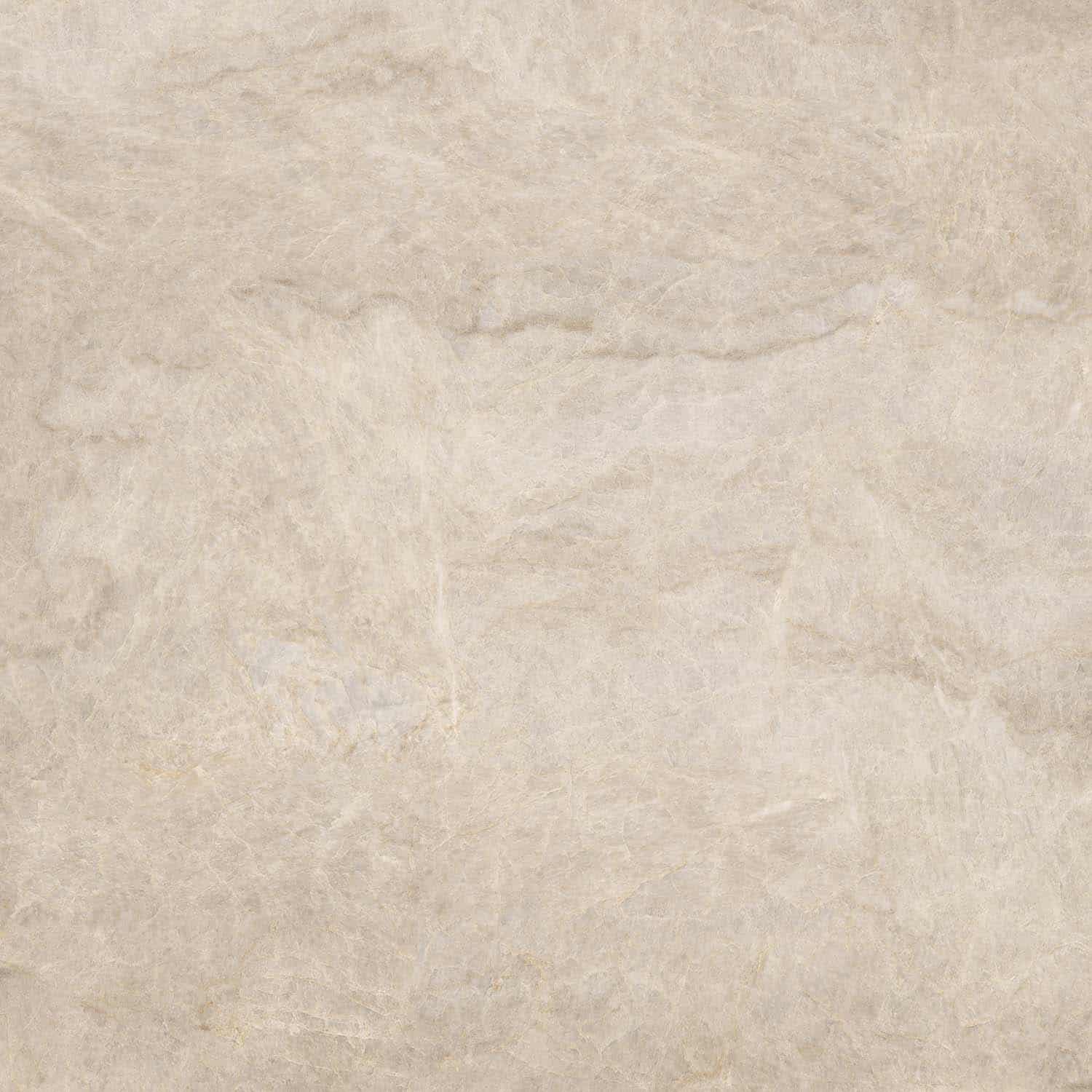 Freisteller der Geotiles Tajmahal Tan im Format 120x120 cm mit heller beige-cremefarbener Marmoroptik, weicher wolkiger Struktur und feiner natürlicher Maserung