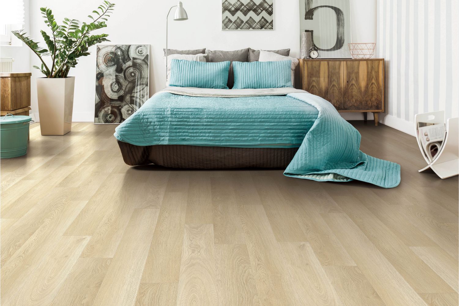 SPC Klick-Vinyl "Landhaus" Eiche hell 18,3x122x0,65 cm matt mit Trittschalldämmung
