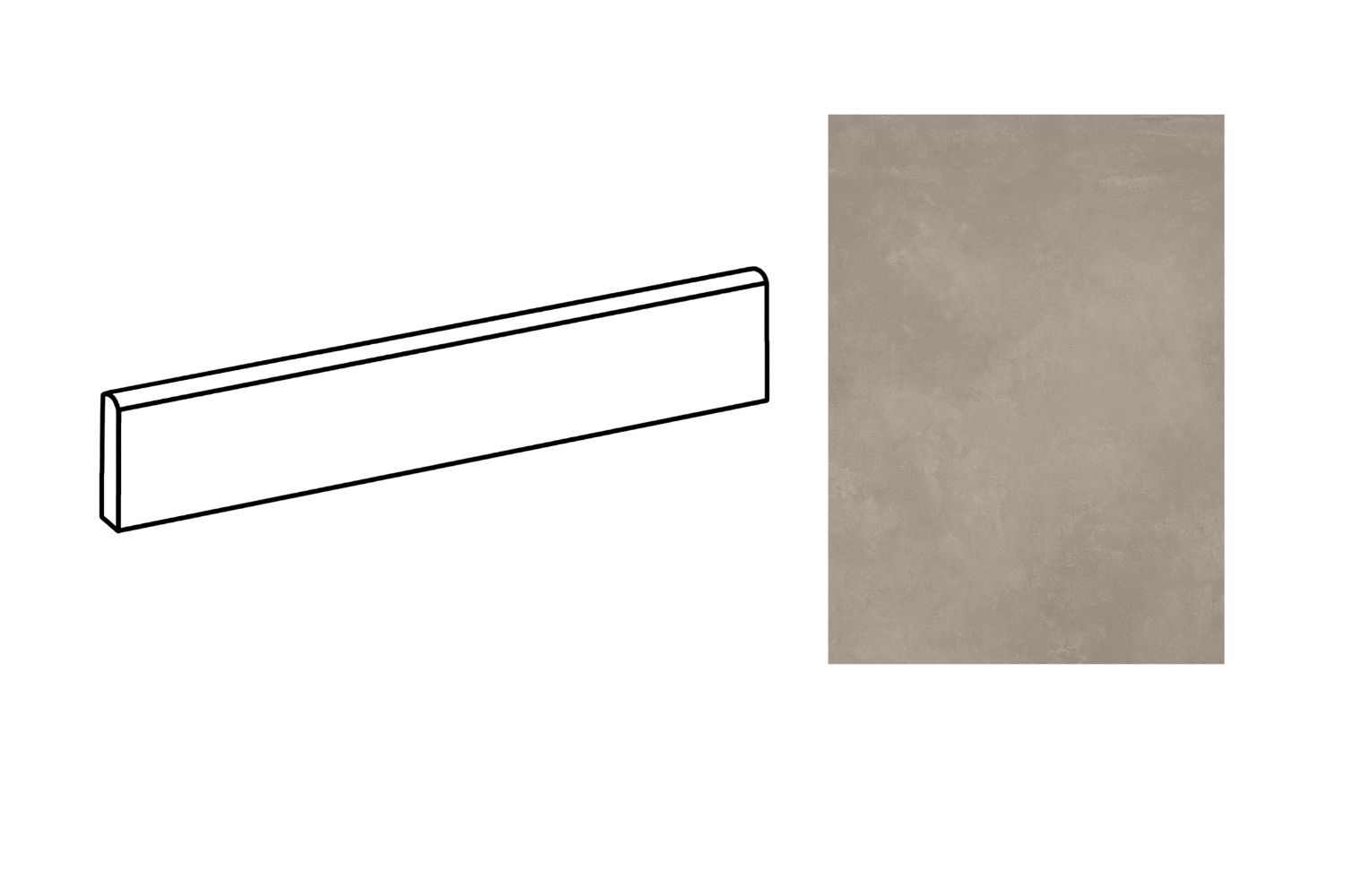 Fliesensockel warme Betonoptik grau-braun 6x120 cm "Azuma Grey" Imola