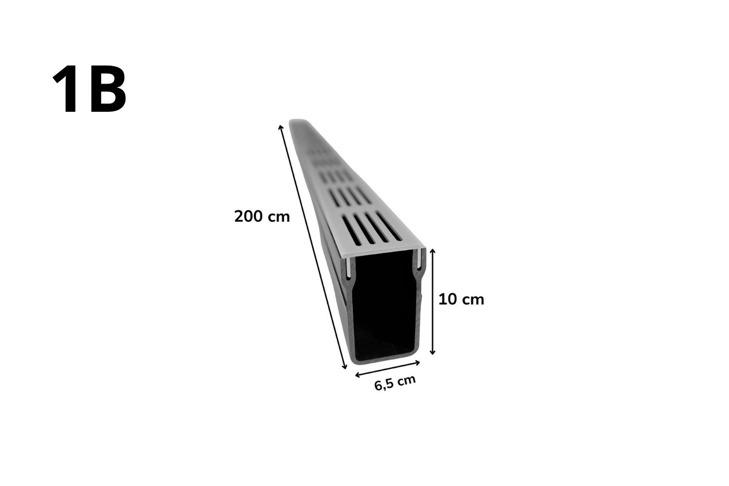 Entwässerungsrinne für Terrassen U-Drain Pro eloxiert silber (B), L: 200 cm, B: 6,5 cm, H: 10 cm