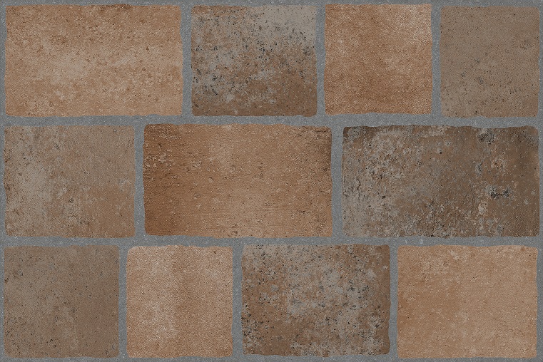 Fliese in Ziegeloptik mit Römerverband-Anmutung braun 40x60 cm „Atienza Dekor Mix“ Feinsteinzeug
