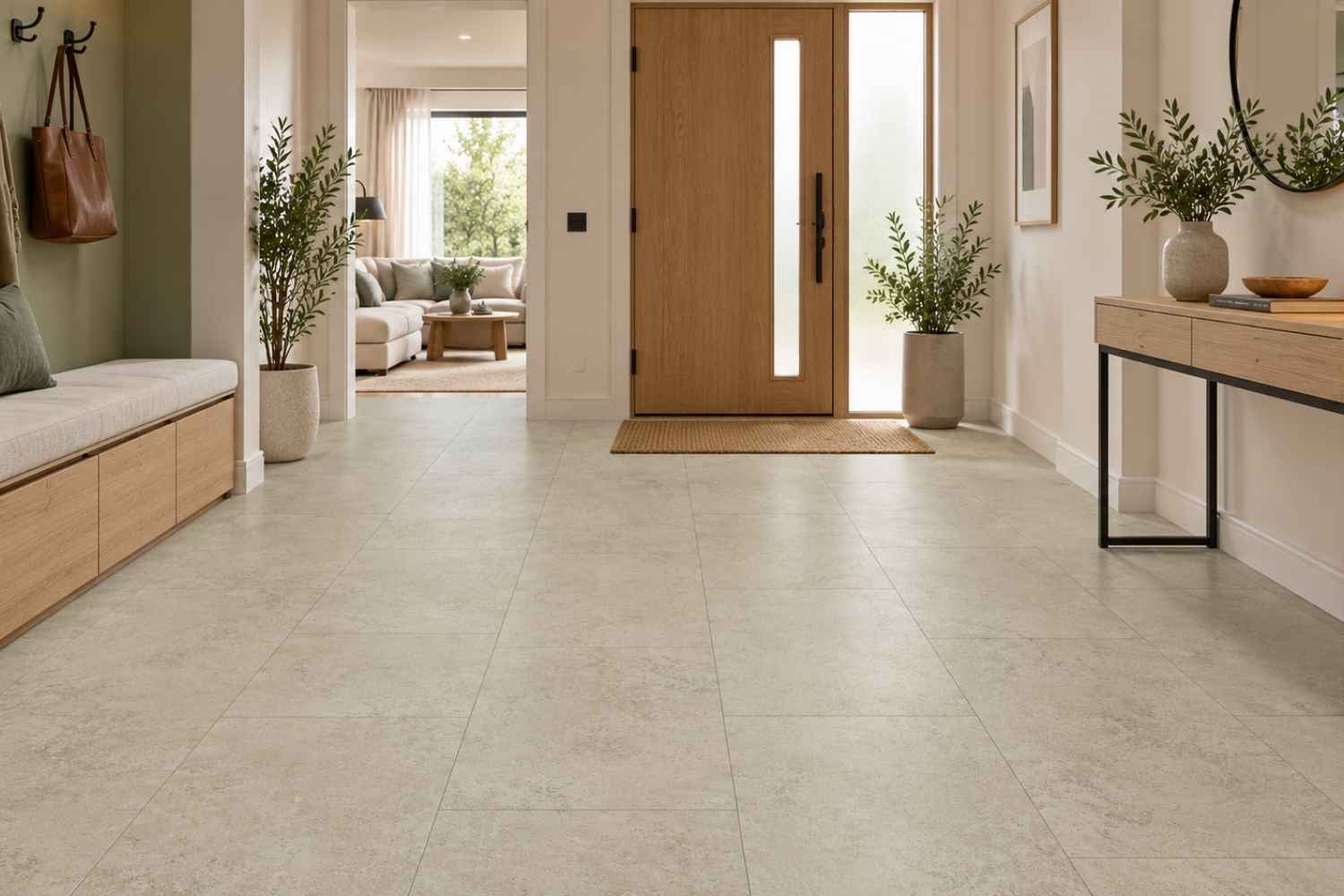 SPC Klick-Vinyl Steinoptik Greige 46x92x0,6 cm matt "Stone Grunge" mit Trittschalldämmung