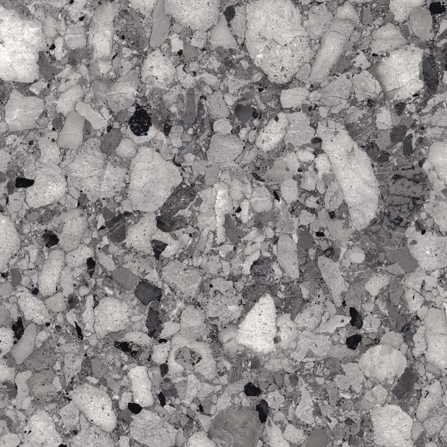 Fliese Terrazzo-Steinoptik dunkelgrau glänzend 60x60 cm "Veni Dark" rektifiziert